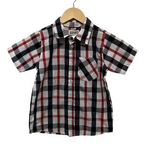 Alex & Jack Boys‎ Size 7 Plaid Button-Up Shirt Red Blue Short Sleeve
